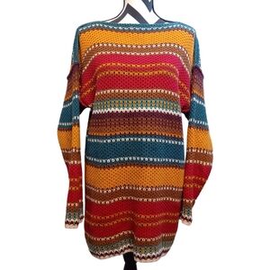 The Limited VTG 90’s Cotton Sz M Striped Colorful Loose Knit Sweater